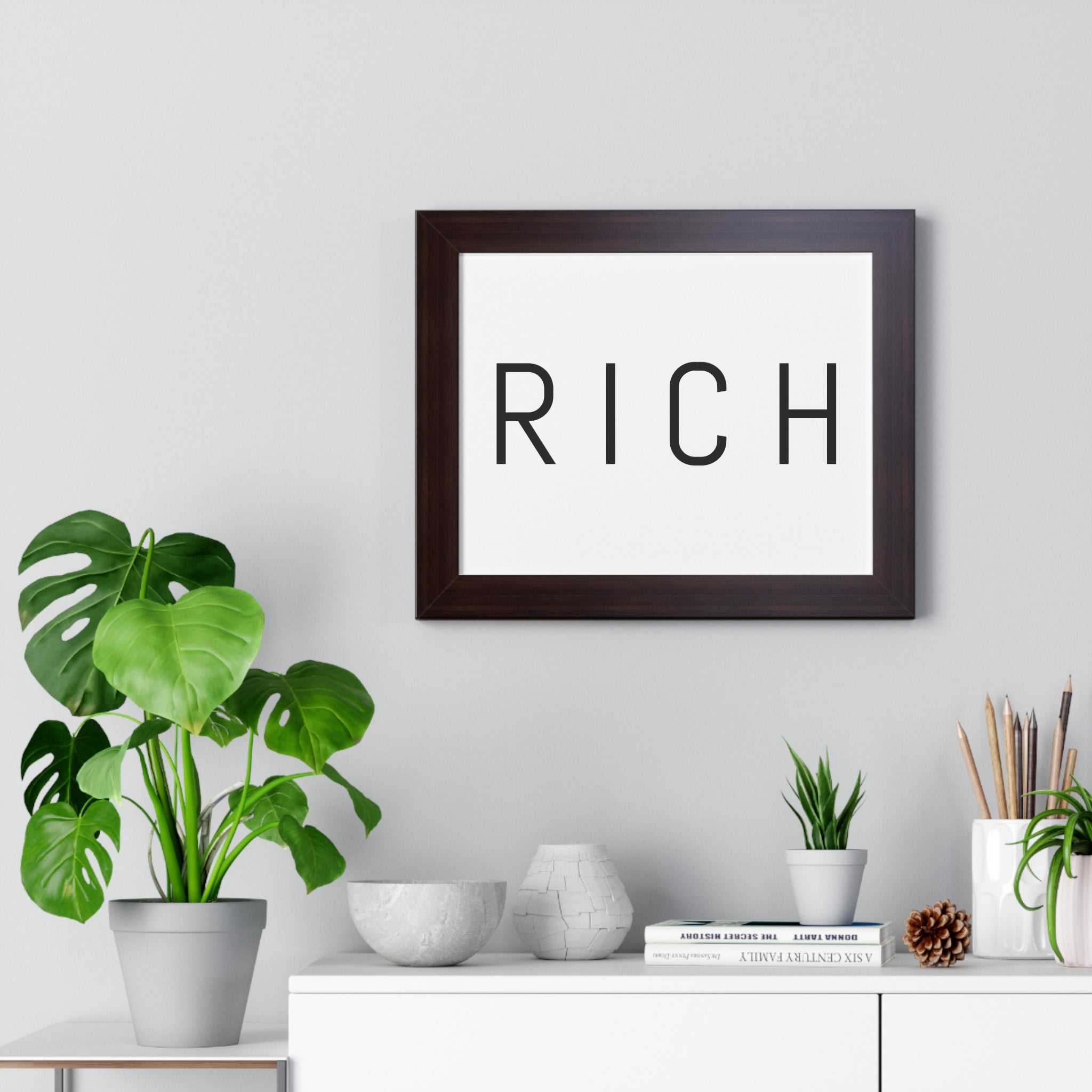 RICH Framed Poster — Minimal Wall Art Print