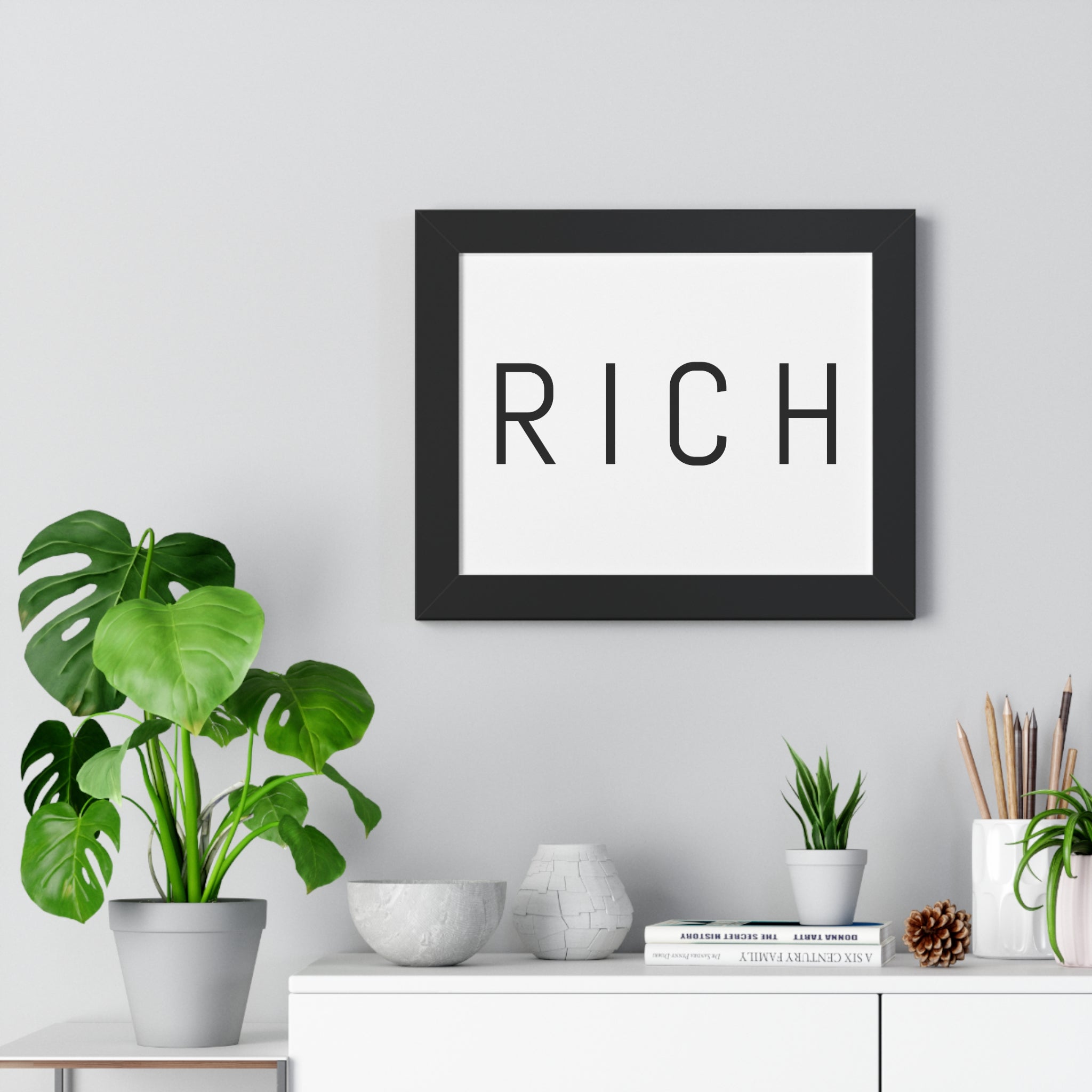 RICH Framed Poster — Minimal Wall Art Print